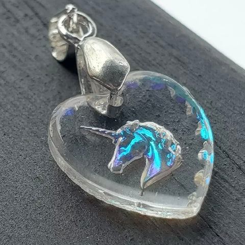 Vintage Glass Intaglio Unicorn Pendant