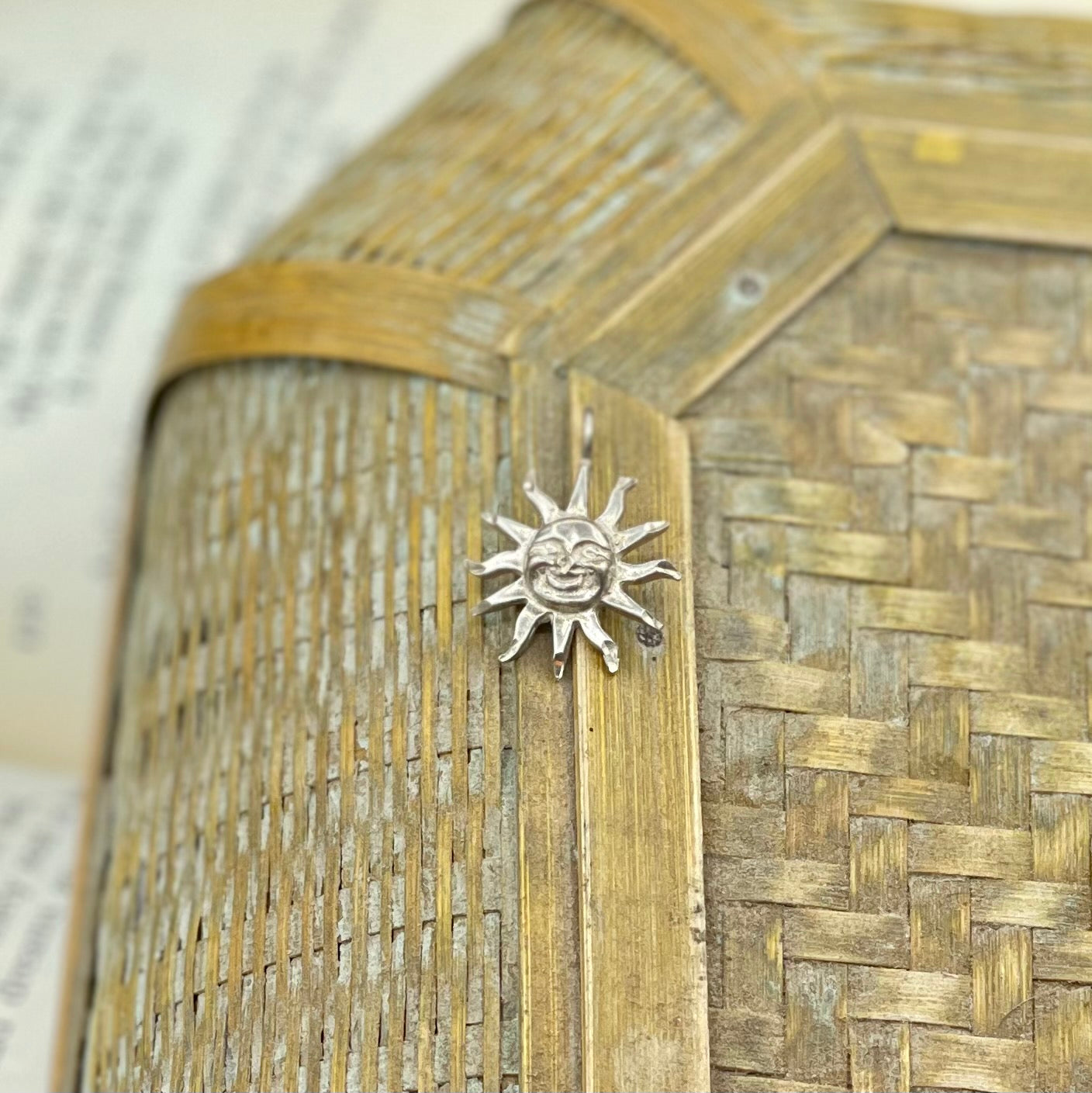 Vintage Small Sterling Silver Sun Face Pendant