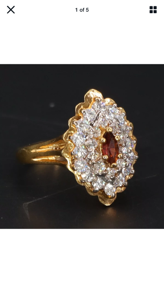 Vintage Gold Plated Sterling Silver Garnet Ring