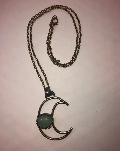 Vintage Aventurine Moon Necklace
