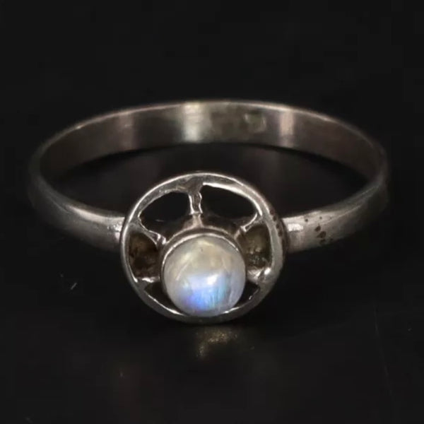 Vintage Sterling Silver Moonstone Orb Ring