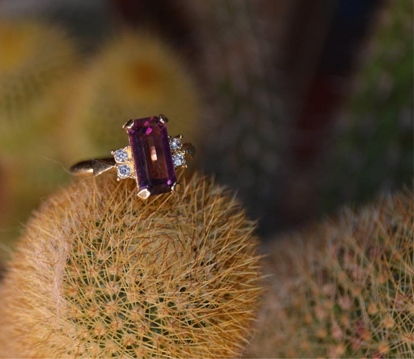Vintage Purple Cut Glass Cocktail Ring