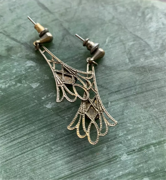Vintage Art Nouveau Onyx Earrings