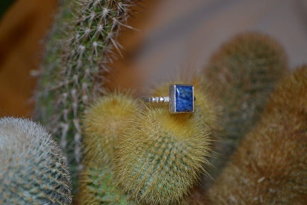 Handmade Grounding Lapis Sterling Silver Ring
