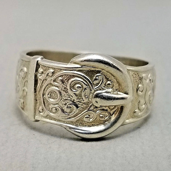 Unique Vintage Sterling Silver Belt Ring