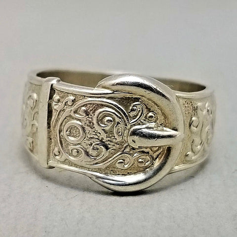 Unique Vintage Sterling Silver Belt Ring