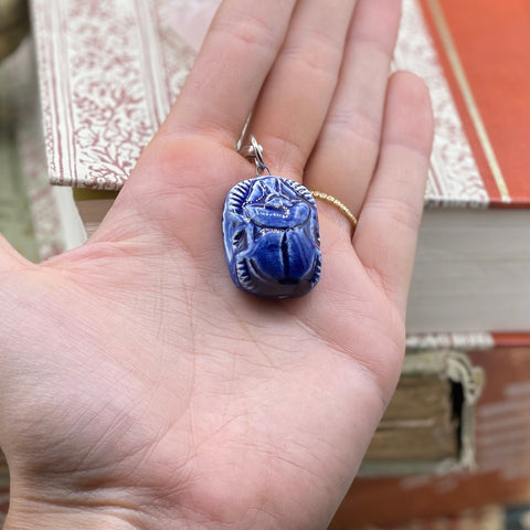 1970’s Carved Glass Scarab Beetle Pendant