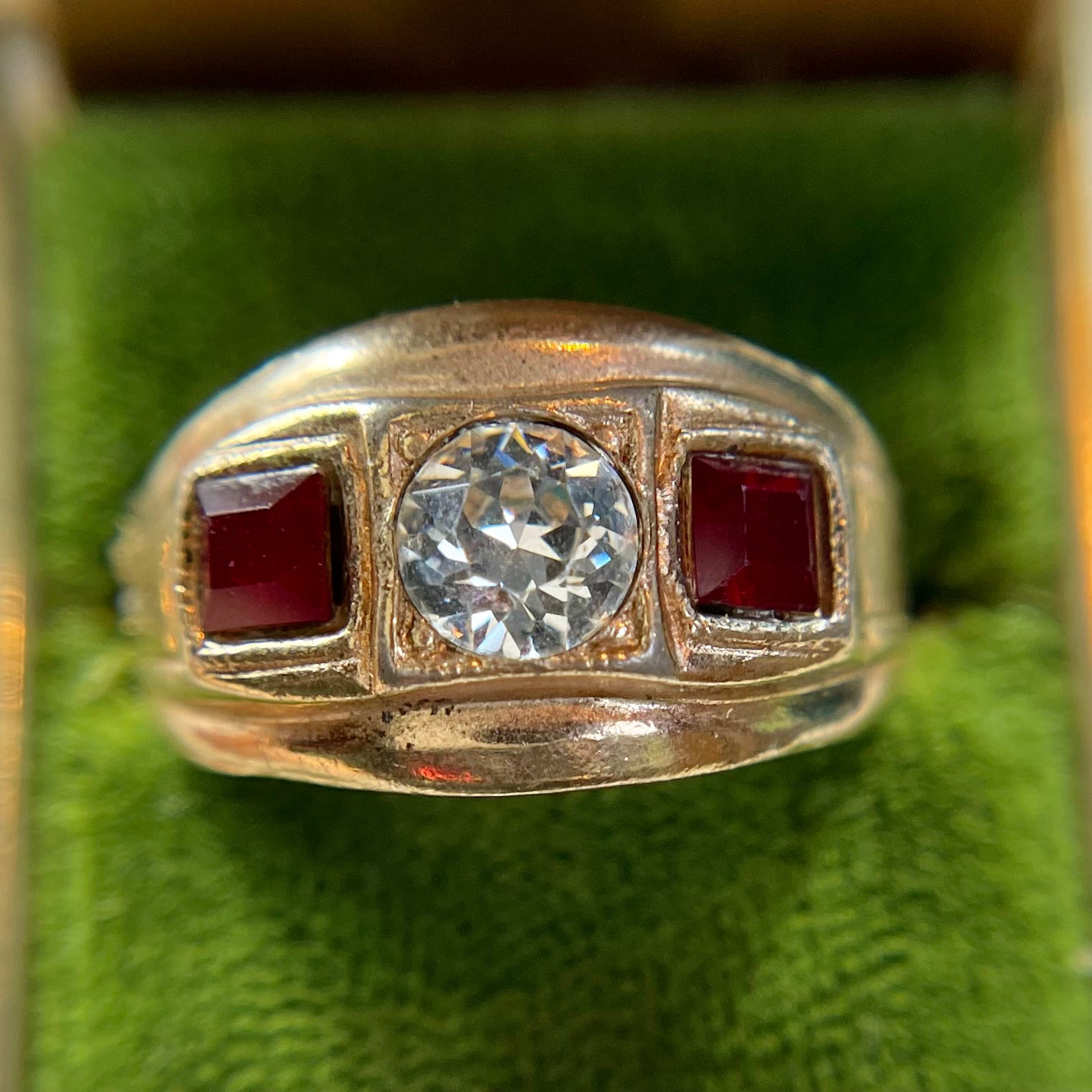 Vintage GF Statement Ring with Paste Stones
