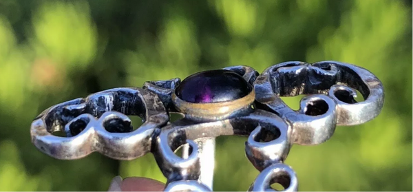 Vintage Abstract Sterling Silver Amethyst Ring