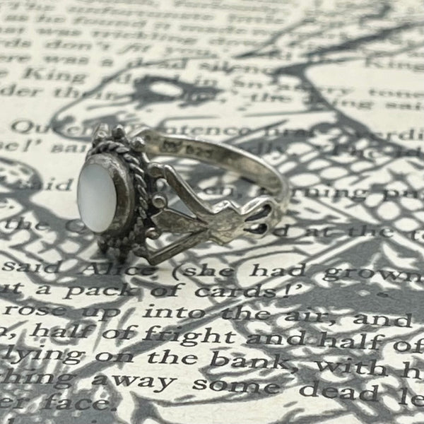 OLD Estate Find Sterling Silver Moonstone Open Work Ring
