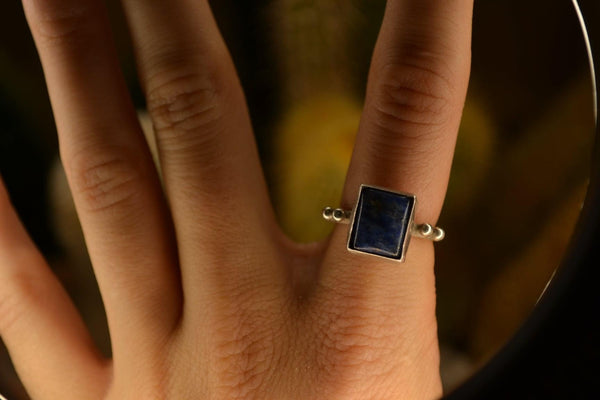 Handmade Grounding Lapis Sterling Silver Ring