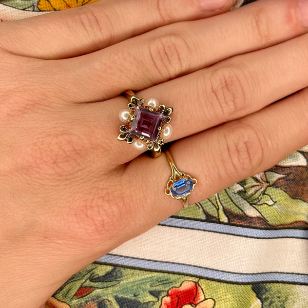 Vintage Amethyst + Pearl Cocktail Ring