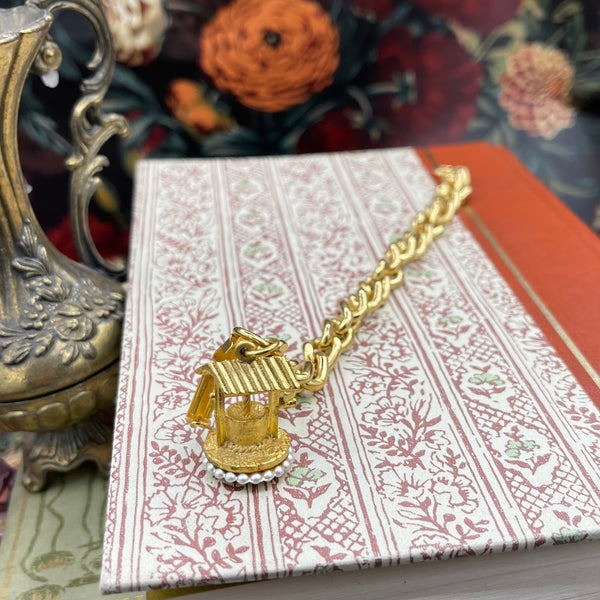 Vintage Gold Tone Wishing Well Bracelet