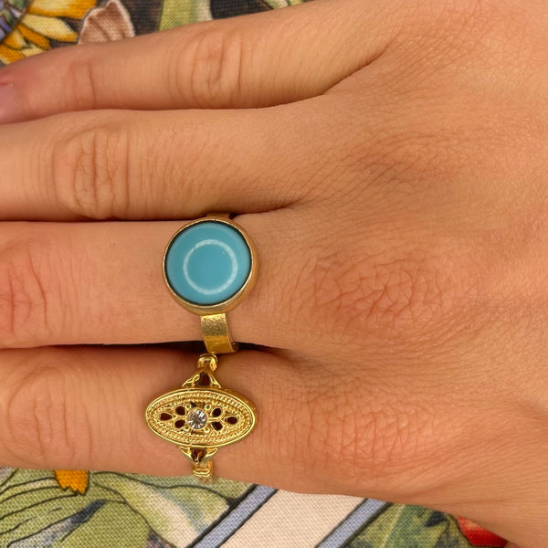 Retro Turquoise Dome Ring