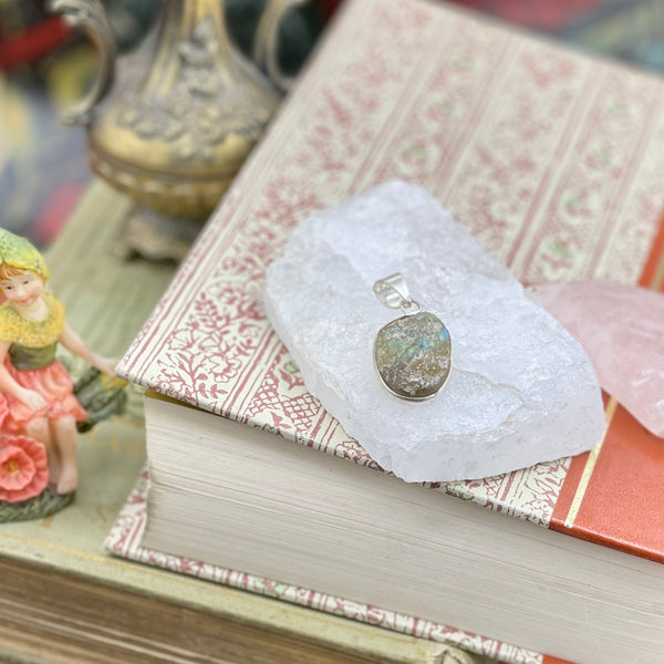 Rough Cut Natural Labradorite Pendant