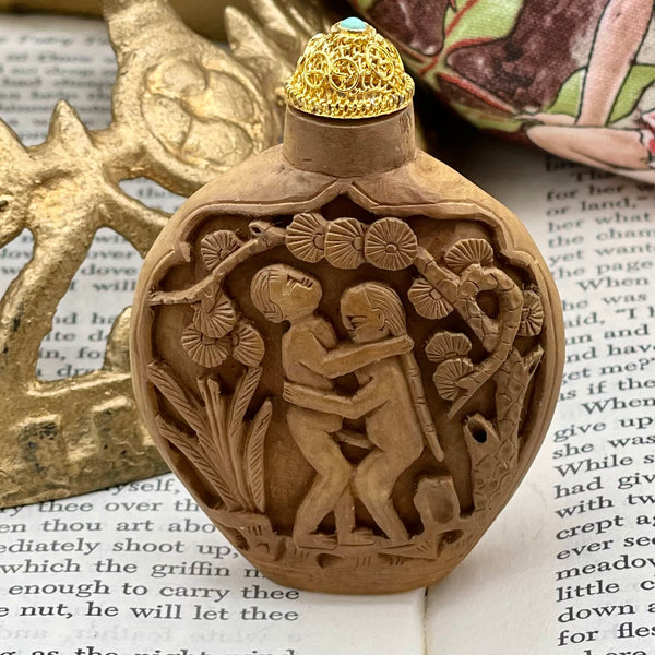 Antique Hand Carved Wooden Fertility Snuff/Potion Bottle