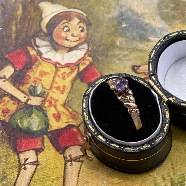Art Deco 14kt Solitaire Amethyst Ring