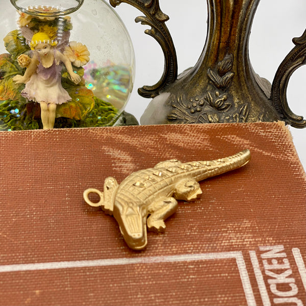 Vintage Gold Tone Crocodile Pendant