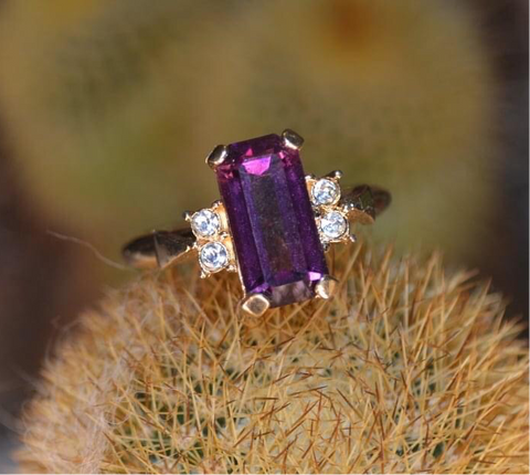 Vintage Purple Cut Glass Cocktail Ring
