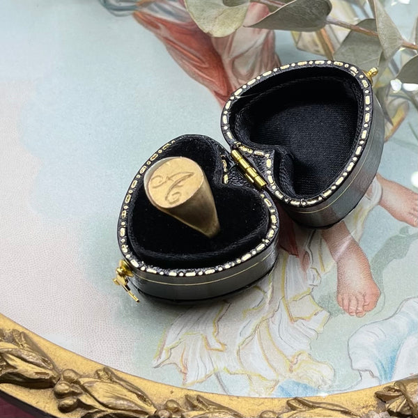 Vintage 10kt Gold Filled Engraved ‘A’ Signet Ring