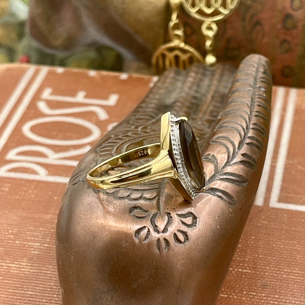 Gold Plated Sterling Smokey Quartz (1.8ct) Ring