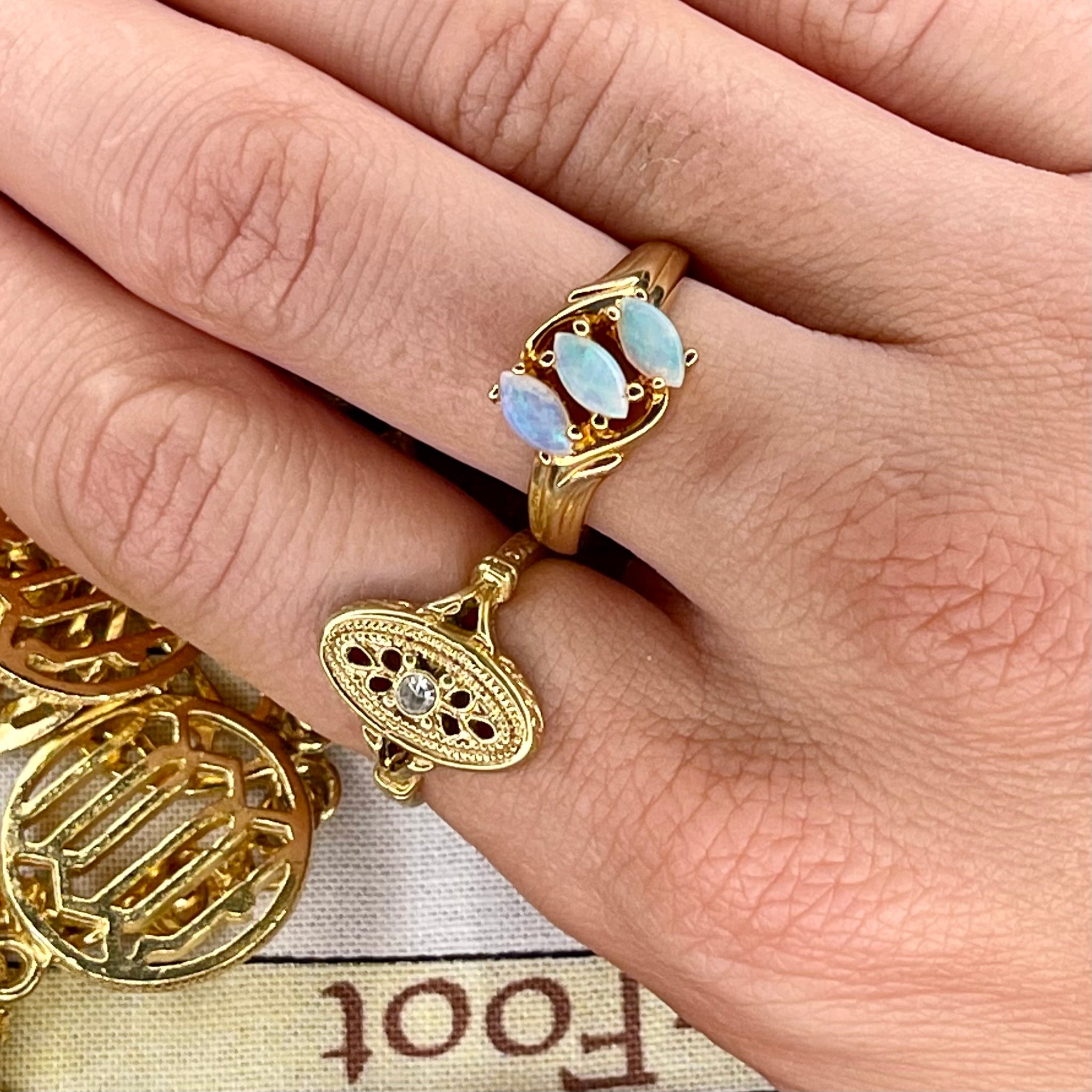 Vintage Triple Opal Dinner Ring