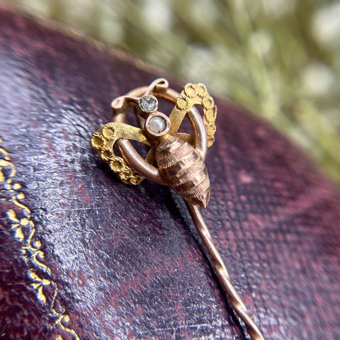 RARE Victorian 10kt Gold Bumblebee Insect Stickpin