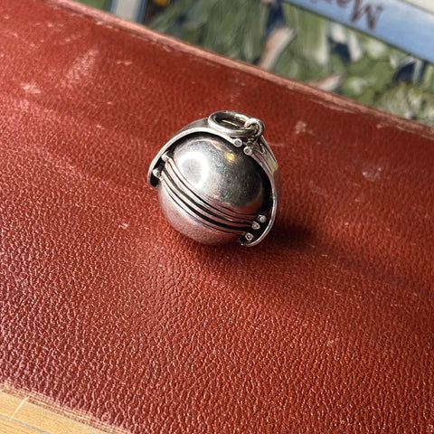 Vintage Sterling Silver Orb Locket Pendant