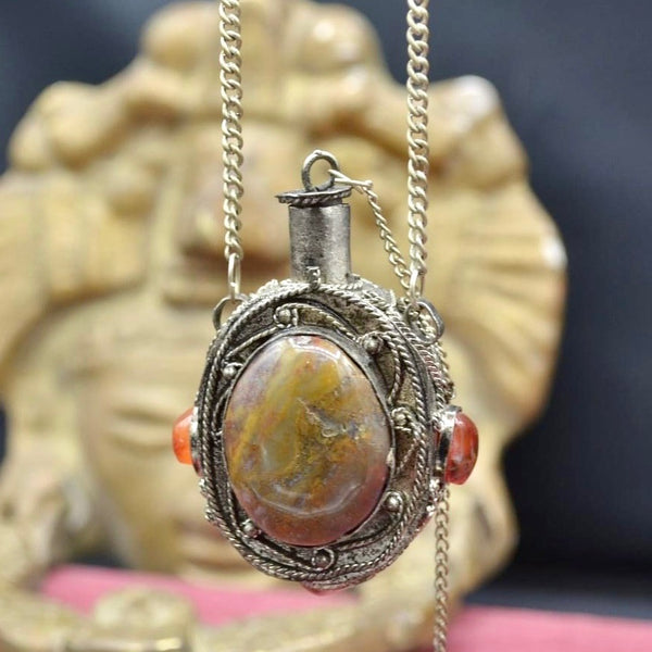 Vintage/Antique(?) Potion/Stash Necklace with Stones