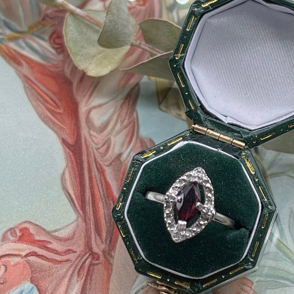 Vintage 14kt Solid White Gold Ring with Ruby