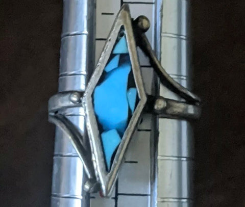 Vintage 925 Sterling Silver Turquoise Inlay Ring