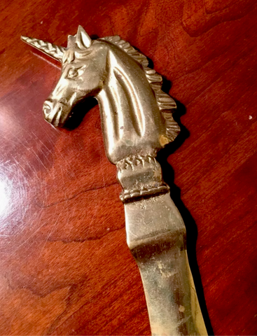 Vintage Engraved Brass Unicorn Shoehorn 🦄