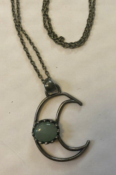 Vintage Aventurine Moon Necklace