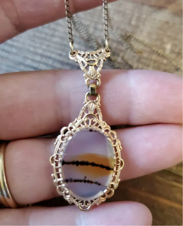 Vintage 12kt Gold Filled Scottish Moss Necklace
