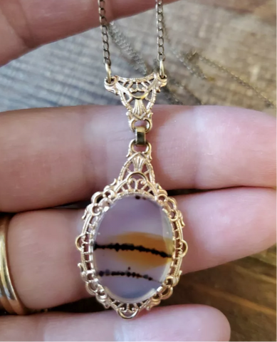 Vintage 12kt Gold Filled Scottish Moss Necklace