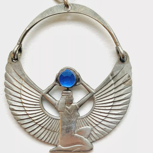 1970’s Winged Goddess Egyptian Statement Pendant