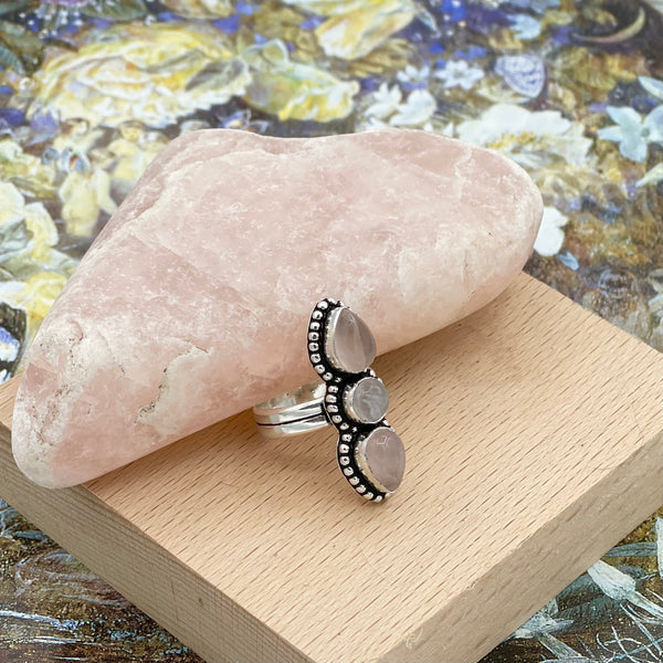 Triple Rose Quartz Healing Ring