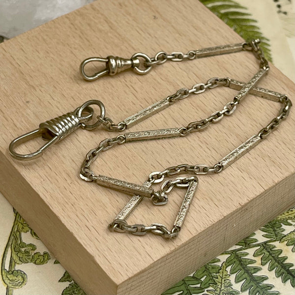 Vintage 14kt White Gold Filled Link + Bar Watch Chain