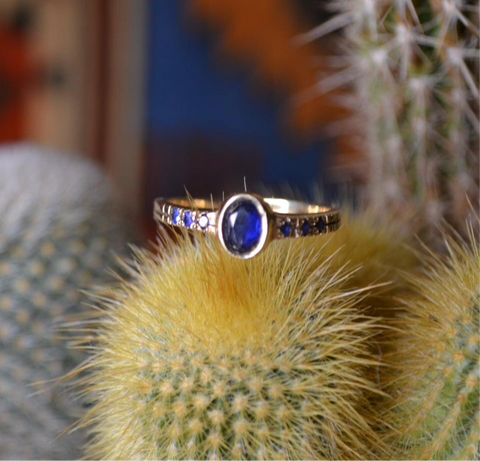 Blue Sapphire Vintage 10 KT Gold Plated Ring