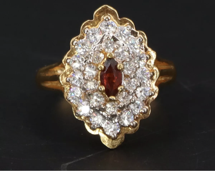 Vintage Gold Plated Sterling Silver Garnet Ring