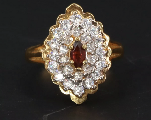 Vintage Gold Plated Sterling Silver Garnet Ring