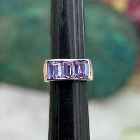 Vintage 1970’s Sterling Silver Purple CZ Channel Set Ring