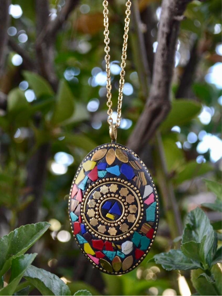 Oversized Tibetan Crushed Stone Necklace