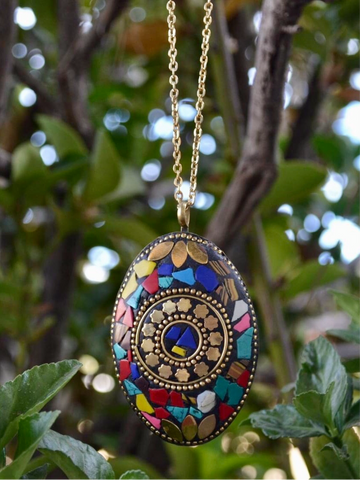 Oversized Tibetan Crushed Stone Necklace