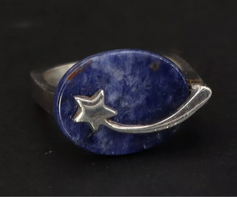Sterling Silver Sodalite Shooting Star Ring