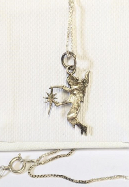 Vintage Dainty Sterling Silver Fairy Necklace