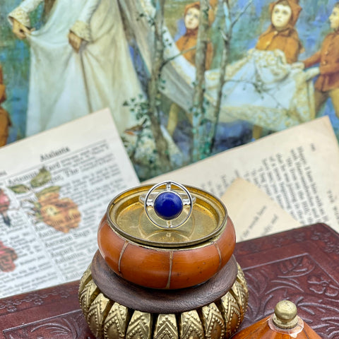 Lapis Lazuli Silver Abstract Ring
