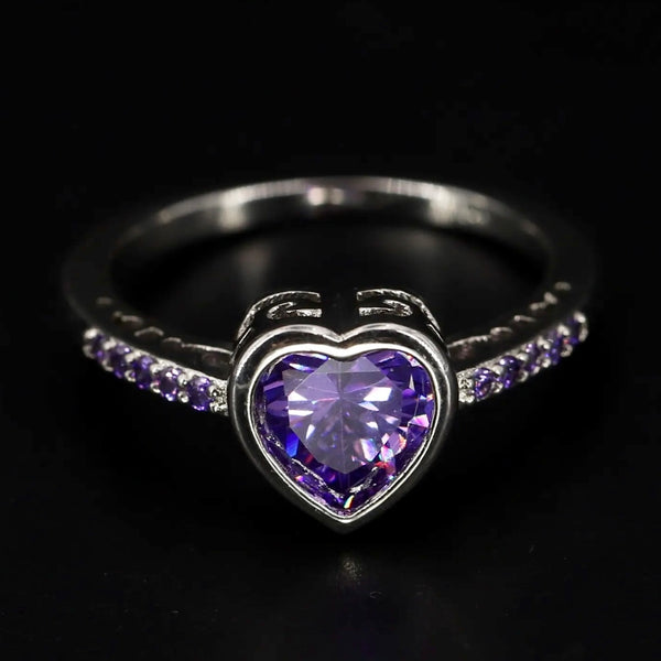 Vintage Sterling Silver Purple Heart Ring