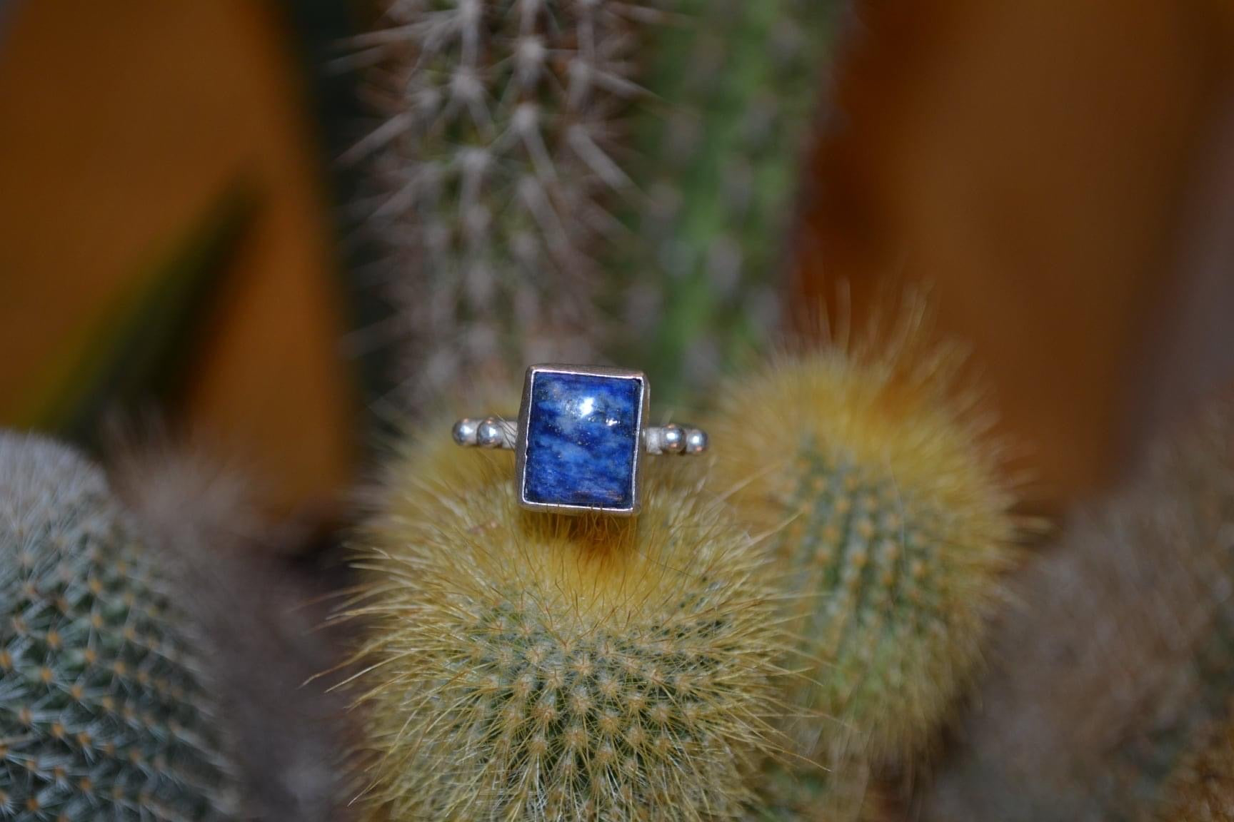 Handmade Grounding Lapis Sterling Silver Ring