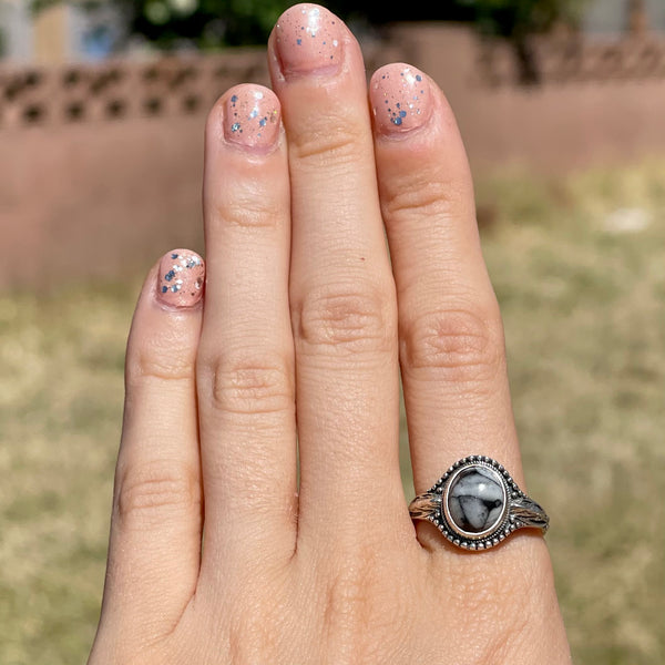 Vintage Zebra Jasper Sterling Silver Ring